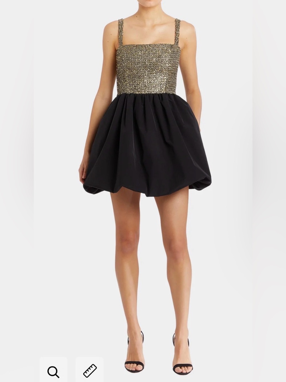Amanda Uprichard Christine Black & Gold Mini Bubble Skirt